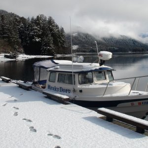 snow on the HunkyDory & Lisianski Strait dock