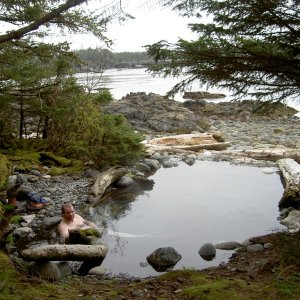 Jay in the Chichagof Wildeness, White Sulfur Hot Springs pool
