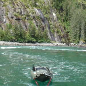 photo taken just after climbing up through the Fords Terror tidal rapids to leave inlet from threat of another rock fall