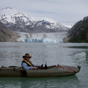 Jay in front of Dawes Glacier