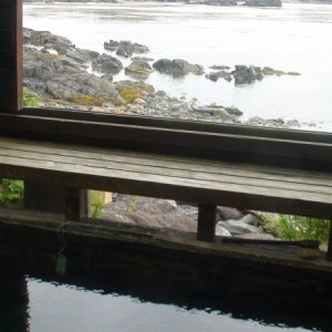 Inside the hot springs building that is being replaced.  Mokai is on the beach