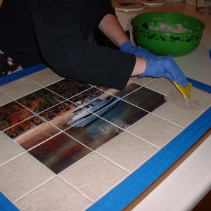 Grout going on