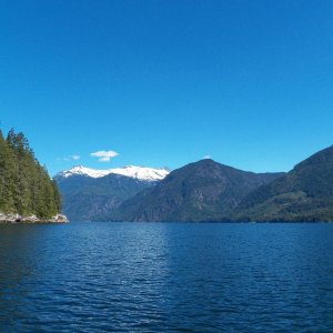The Queen's Reach (Princess Louisa Inlet is on the right).  It was so calm and flat that I arrived an hour early.