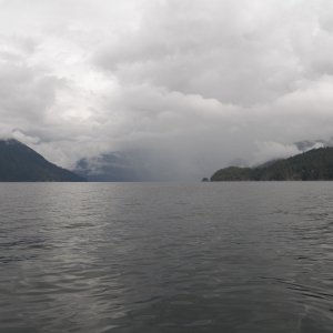 Squalls on the north end of Cortes Island, so I headed south towards Whaletown.