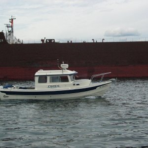 The James R. Barker is approximately 50 times longer than the C-Batical. (Photo by Mark/Not-For-Hire)