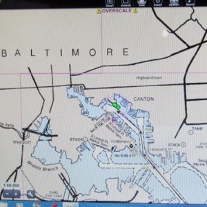 A screen shot of our 15.5" laptop running Coastal Explorer software with a portable GPS puck.I use our auto pilot on the long straight runs.Laptop sits turned sideways on the dinette table I wait until I have the boat onn the course then click on the auto pilot.I use our Garmin 4208 with the radar overlay and to keep an eye on current depths when I cut corners  This picture of our route into Fells Point, which is walking distance of Baltimore's inner harbor. Stayed at Hendersons Wharf in Fells Point walked to Little Italy. Serious thunder storms Sunday night 5/15/2011