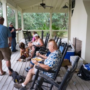 Sunday Morning on the porch--eating breakfast, and saying "good byes"... Until next year!