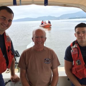We love our Coast Guard.  Even when they board us for a safety inspection.