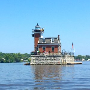 One of many unique lighthouses on the Hudson River.
