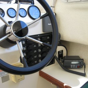 Helm with VHF and autopilot.