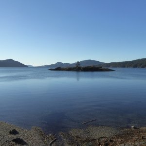 Relatively calm East Sound. This is my first visit both to the Sound and the Town