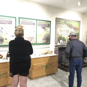 Rosanne and Bill checking out an exhibit at the Cumberland Island National Seashore Museum in St. Marys