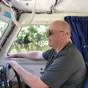 Colby piloting the Hontoon Dead River