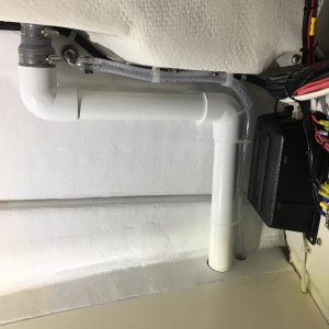 Flexible water tank vent line installed.