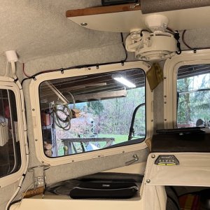 External monitor on ceiling shelf for house batteries