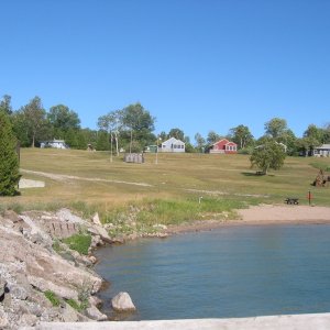 Another view of Lime Island Harbor and rental DNR cabins
