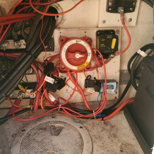 This is what the master switch looked like after I changed the factory wiring and removed the extra start battery.