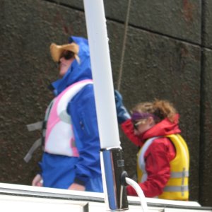 The steady foredeck crew on a rope
