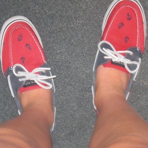Britts new red deck shoes