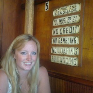 Out for dinner at Sledders in Traverse City where you can smooch the famous moose