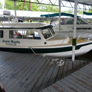 Media 'Jean Marie in her home port, Sportcraft Landing in Oregon City.  She's a documented vessel, so hailing port is a required marking. No state registration numbers and I like the clean look on the bow.' in album 'Jean Marie in her home port, Sportcraft Landing in Oregon City.  She's a documented vessel, so hailing port is a required marking. No state registration numbers and I like the clean look on the bow.'