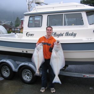 Fishing buddy with our catch.