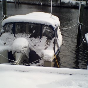 Media 'Covered in snow at Pt. Marina(14FEB10)' in album 'The Captain on Sea Baby at Mobile East Marine.  Gene had just finished the bottom paint job.  (7NOV09)'