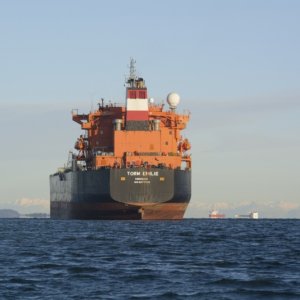Tankers anchored outside of Anacortes refinery