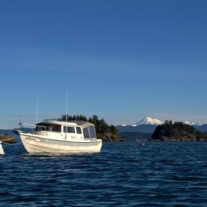 Paddling back out to the boat. A nice breeze from the north to keep things cool!