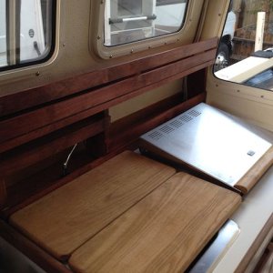 Finished utility/spice rack behind galley