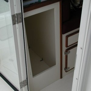 Rear port side cabinet, deep but hard to access.