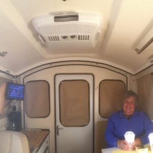 Uncluttered interior with Dometic A/C distribution panel