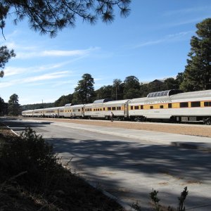 My ride to the canyon the Grand Canyon railway Kokkopeli observation car.  The way to go.