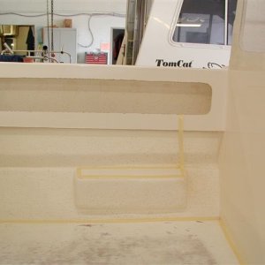 Double wide step with room for davit mounting