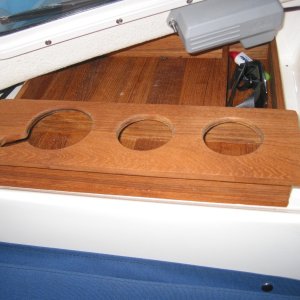 Teak log and cup holder