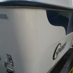 Clear mylar automobile stone/chip guard placed at strategic locations to protect gel coat. Works great