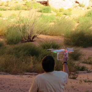 Jody grabbing his helicopter as it comes back down in Forgotten Canyon Monday afternoon 9-23-13