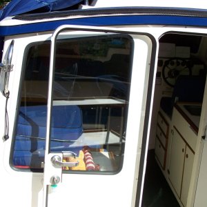 Davit support with arm removed to prevent interference with storage cover
