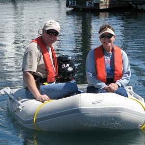Friends, Rus and Toni (Traveler, now a Ranger Tug) at the Friday Harbor CBGT, making the rounds.