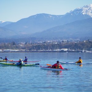 Kayak class, off Ediz Hook, Port Angeles.  One of those "better" days.