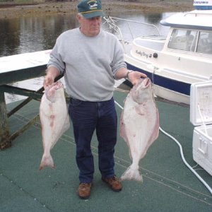 Gary with his two halibut