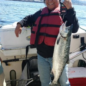 Kent sister, 1st salmon caught on boat