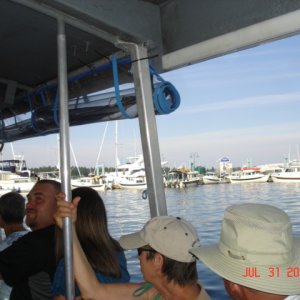 On the shuttle ferry to
the Dingy Dock Pub