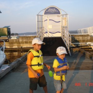 Dominic & Griffin show
off their new C-Dory hats