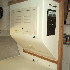 The berth area behind the console on a Parker.  Note forehead friendly angle.