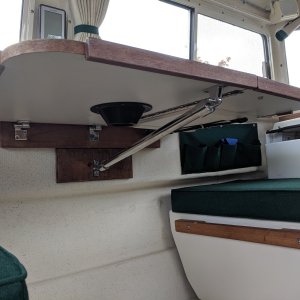 Another way to support table.  This allows us to put our freezer length wise when we cruise