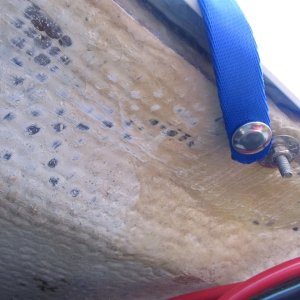 On boat end I used a screw-in snap stud.  This area was previously filled with thickened epoxy, so no wooden core was involved.