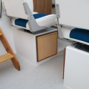 cockpit steps, cabinet doors and vinyl flooring