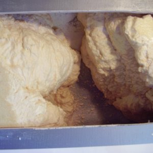 Port side hatch opening showing existing floatation foam
