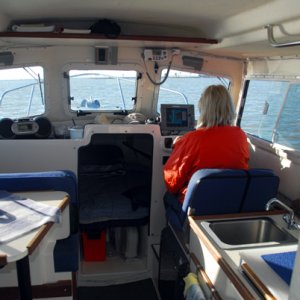 Joan driving while I take photos